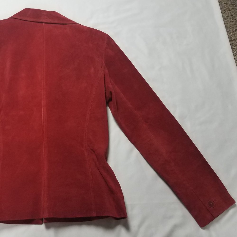 Alfani Genuine Leather Suede Rust Leather Jacket - Picture 7 of 8